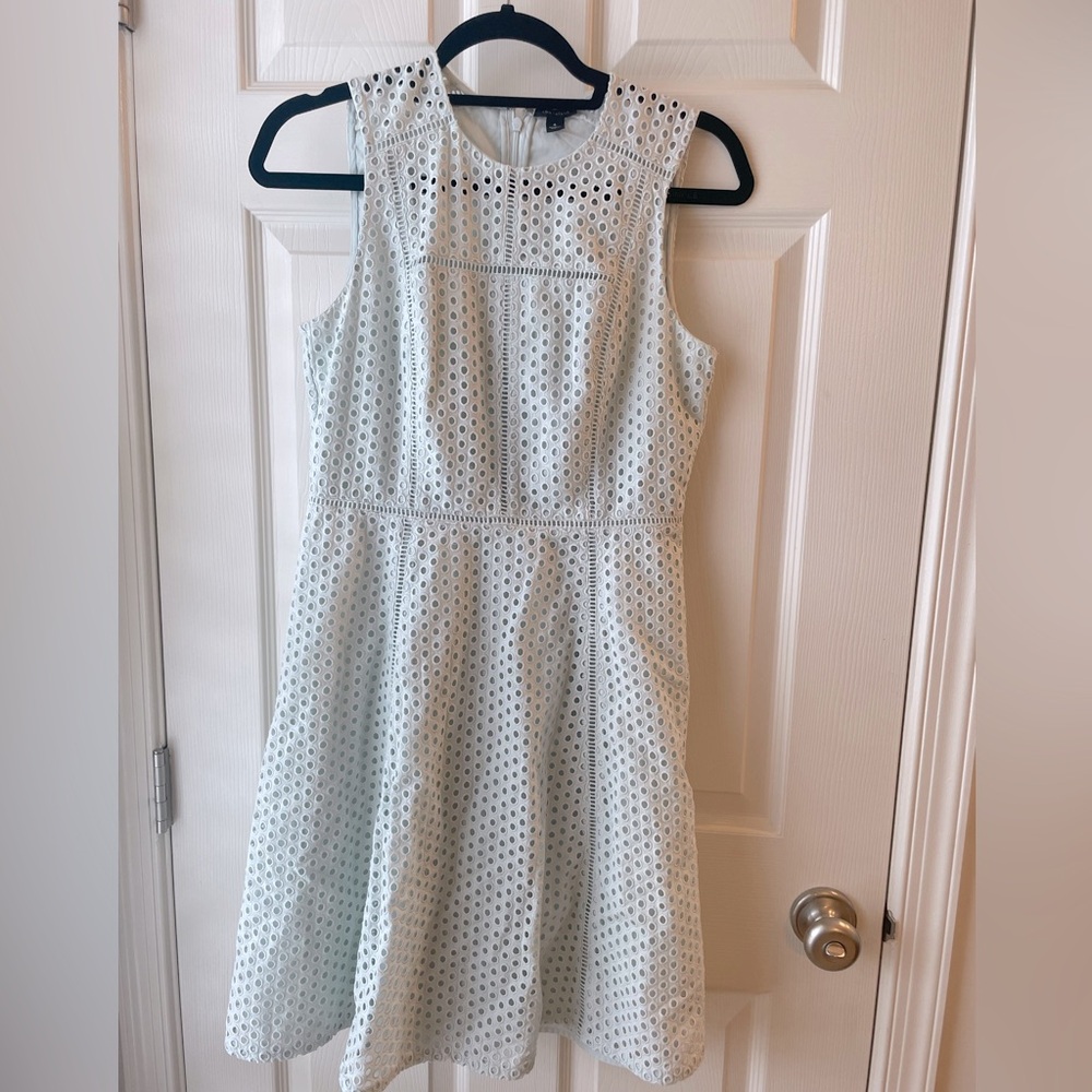 Ann Taylor light blue Eyelet Fit and Flare Dress size 4